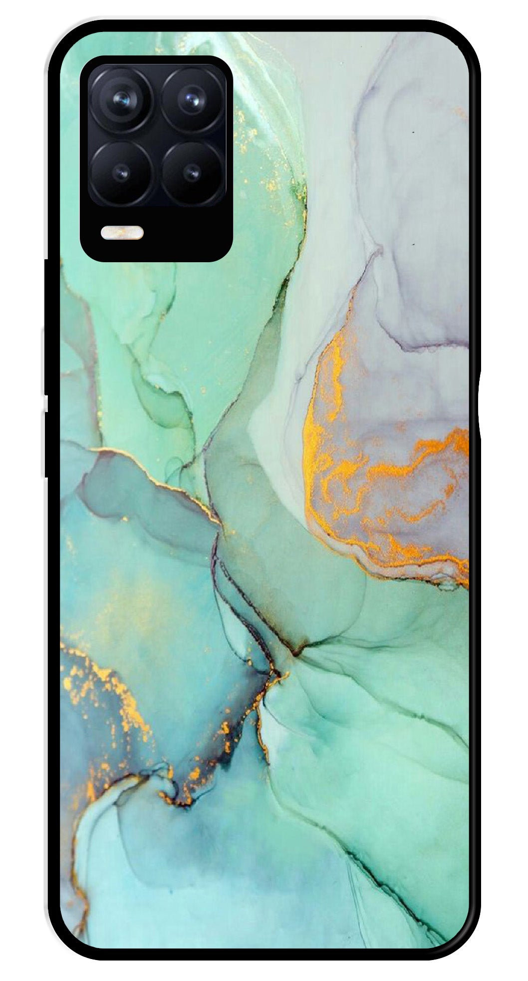 Marble Design Metal Mobile Case for Realme 8 4G  (Design No -46)