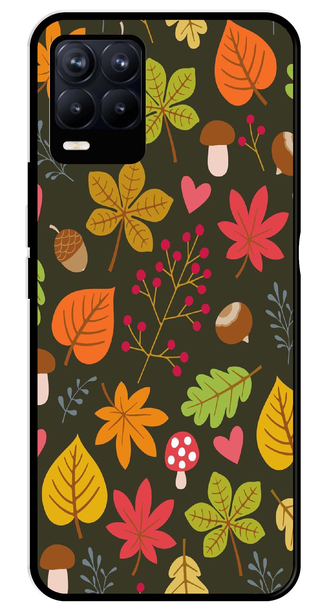 Leaves Design Metal Mobile Case for Realme 8 4G  (Design No -51)