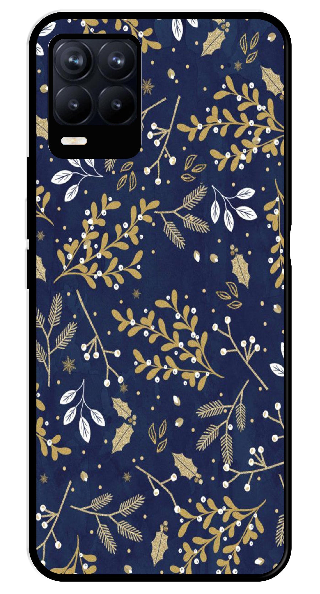 Floral Pattern  Metal Mobile Case for Realme 8 4G  (Design No -52)