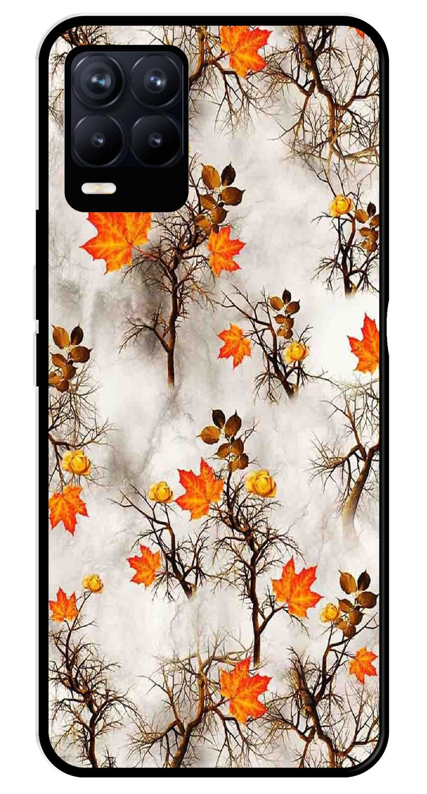 Autumn leaves Metal Mobile Case for Realme 8 4G  (Design No -55)