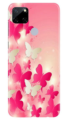 White Pick Butterflies Mobile Back Case for Realme Narzo 30a (Design - 28)