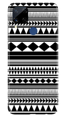 Black white Pattern Mobile Back Case for Realme C15 (Design - 5)