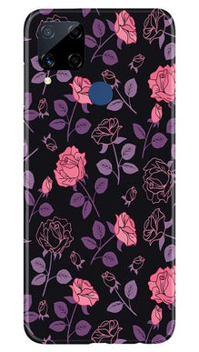 Rose Black Background Mobile Back Case for Realme C15 (Design - 27)