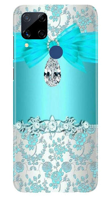 Shinny Blue Background Mobile Back Case for Realme C15 (Design - 32)