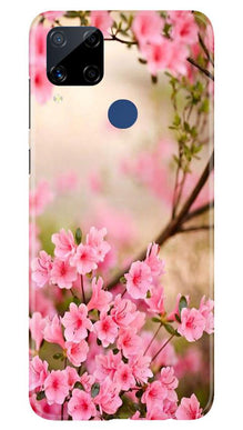 Pink flowers Mobile Back Case for Realme C15 (Design - 69)