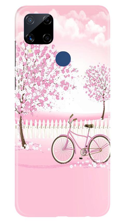 Pink Flowers Cycle Case for Realme C15  (Design - 102)