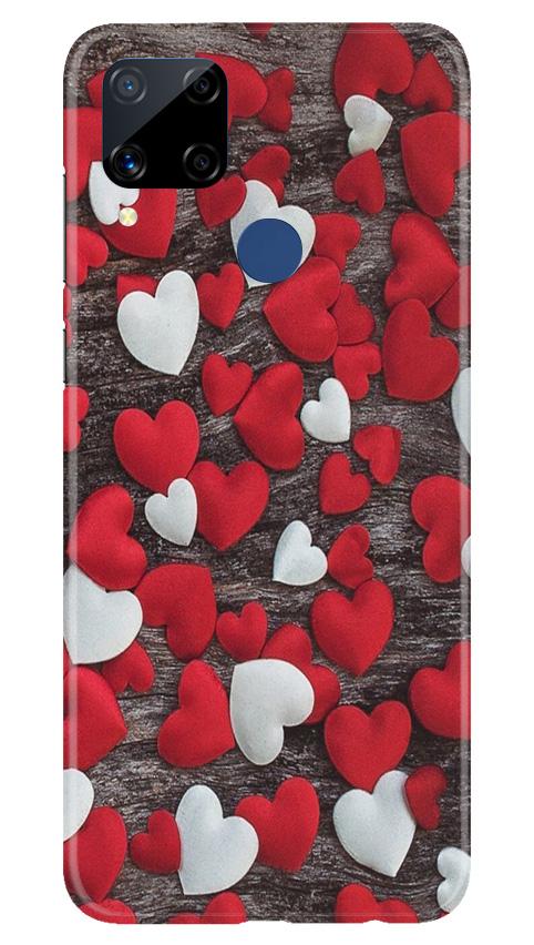 Red White Hearts Case for Realme C15  (Design - 105)