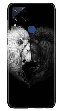 Dark White Lion Mobile Back Case for Realme C15  (Design - 140)