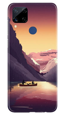 Mountains Boat Mobile Back Case for Realme C15 (Design - 181)