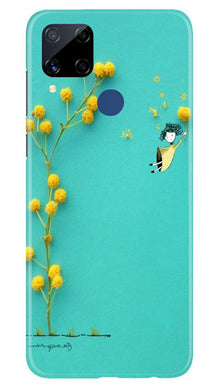 Flowers Girl Mobile Back Case for Realme C15 (Design - 216)