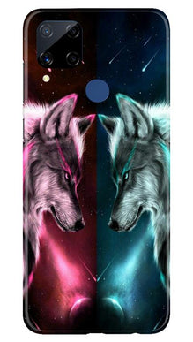 Wolf fight Mobile Back Case for Realme C15 (Design - 221)