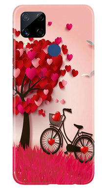 Red Heart Cycle Mobile Back Case for Realme C15 (Design - 222)