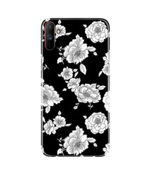 White flowers Black Background Mobile Back Case for Realme C3 (Design - 9)