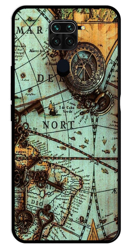 Map Design Metal Mobile Case for Redmi 10X   (Design No -54)