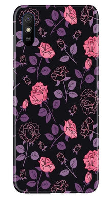 Rose Black Background Mobile Back Case for Xiaomi Redmi 9i (Design - 27)