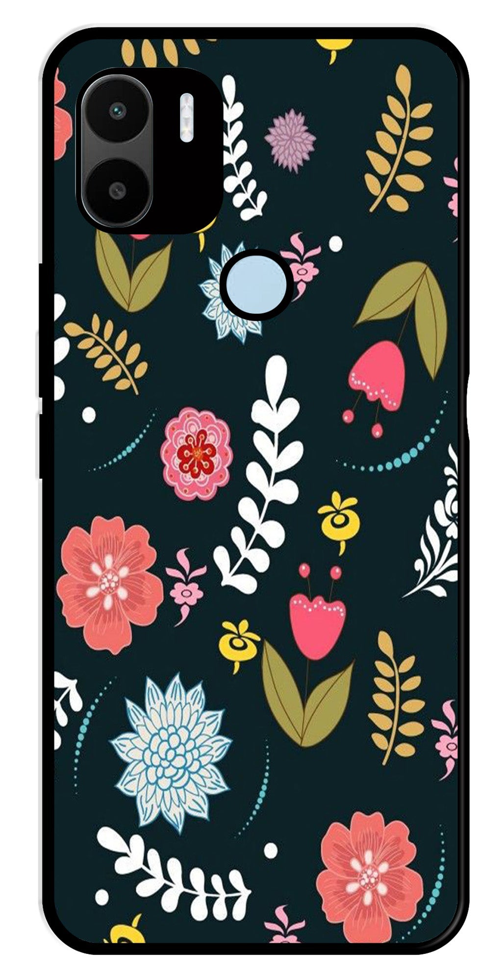 Floral Pattern2 Metal Mobile Case for Poco C51   (Design No -12)