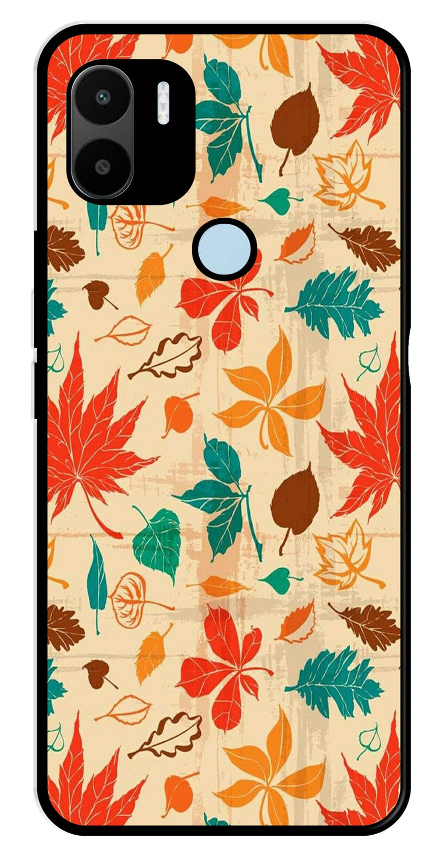 Leafs Design Metal Mobile Case for Redmi A2 Plus   (Design No -14)