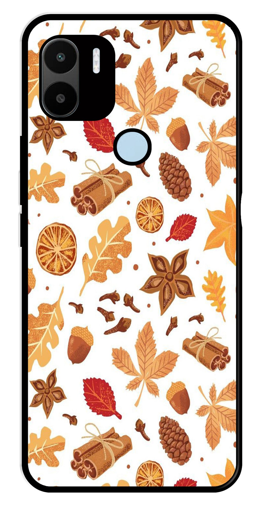 Autumn Leaf Metal Mobile Case for Poco C51   (Design No -19)