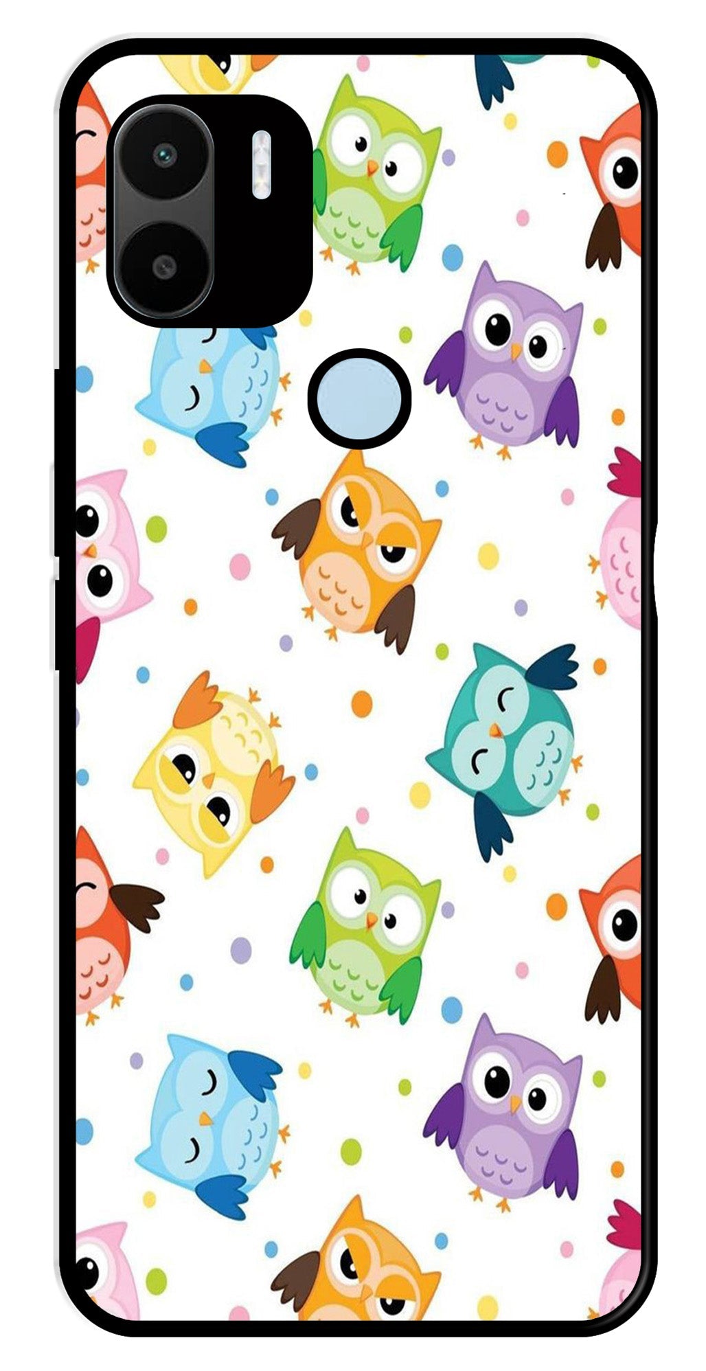 Owls Pattern Metal Mobile Case for Redmi A2 Plus   (Design No -20)