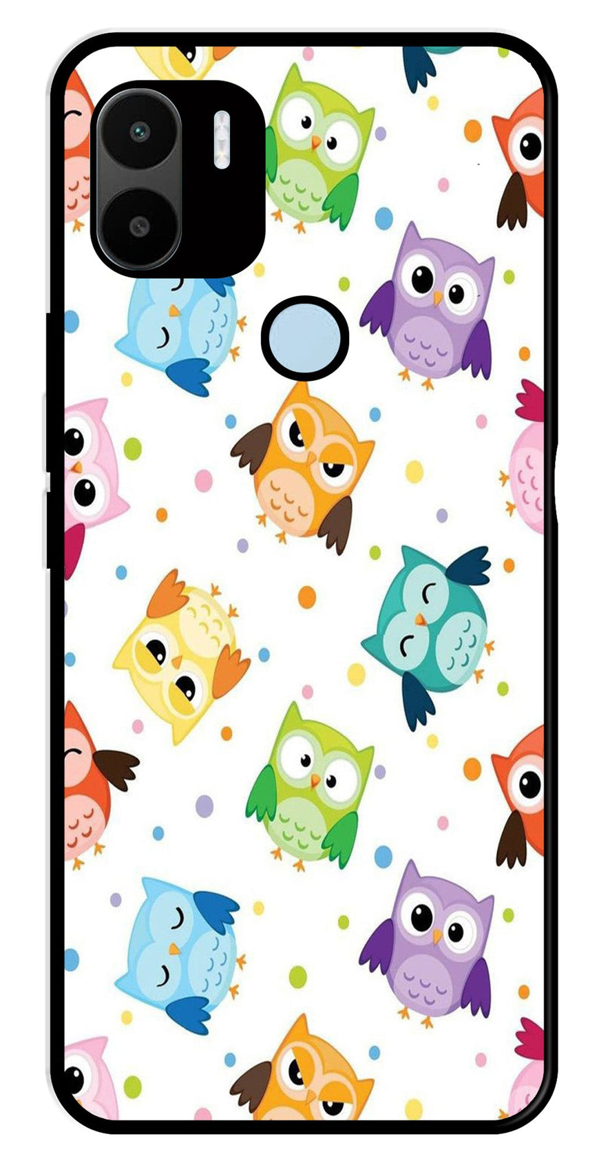 Owls Pattern Metal Mobile Case for Poco C51   (Design No -20)