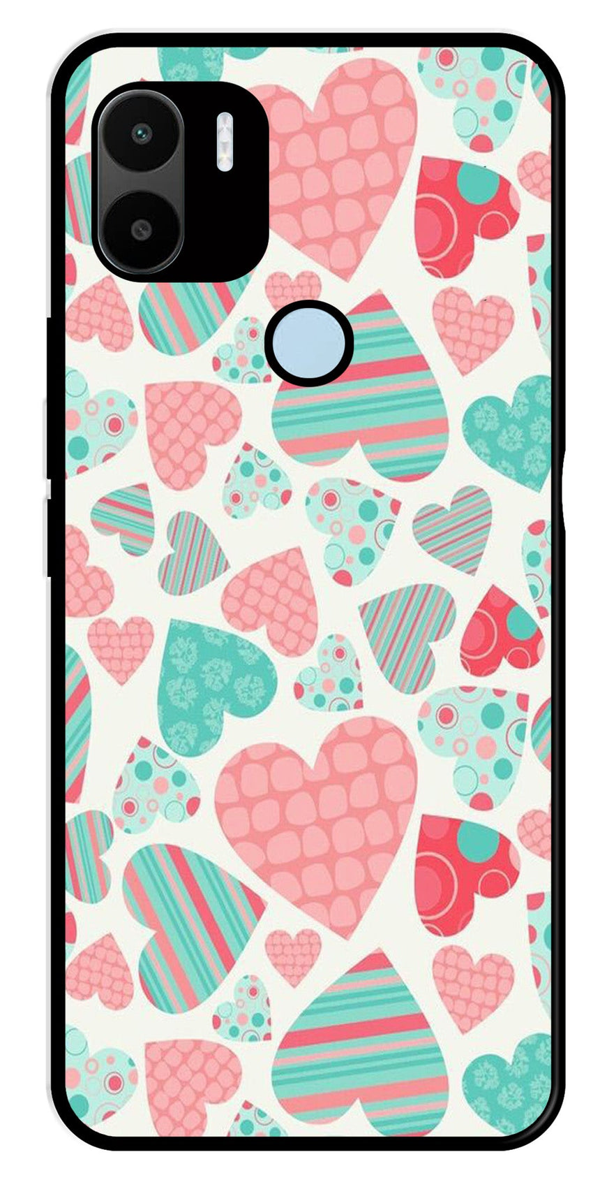 Hearts Pattern Metal Mobile Case for Poco C50   (Design No -22)