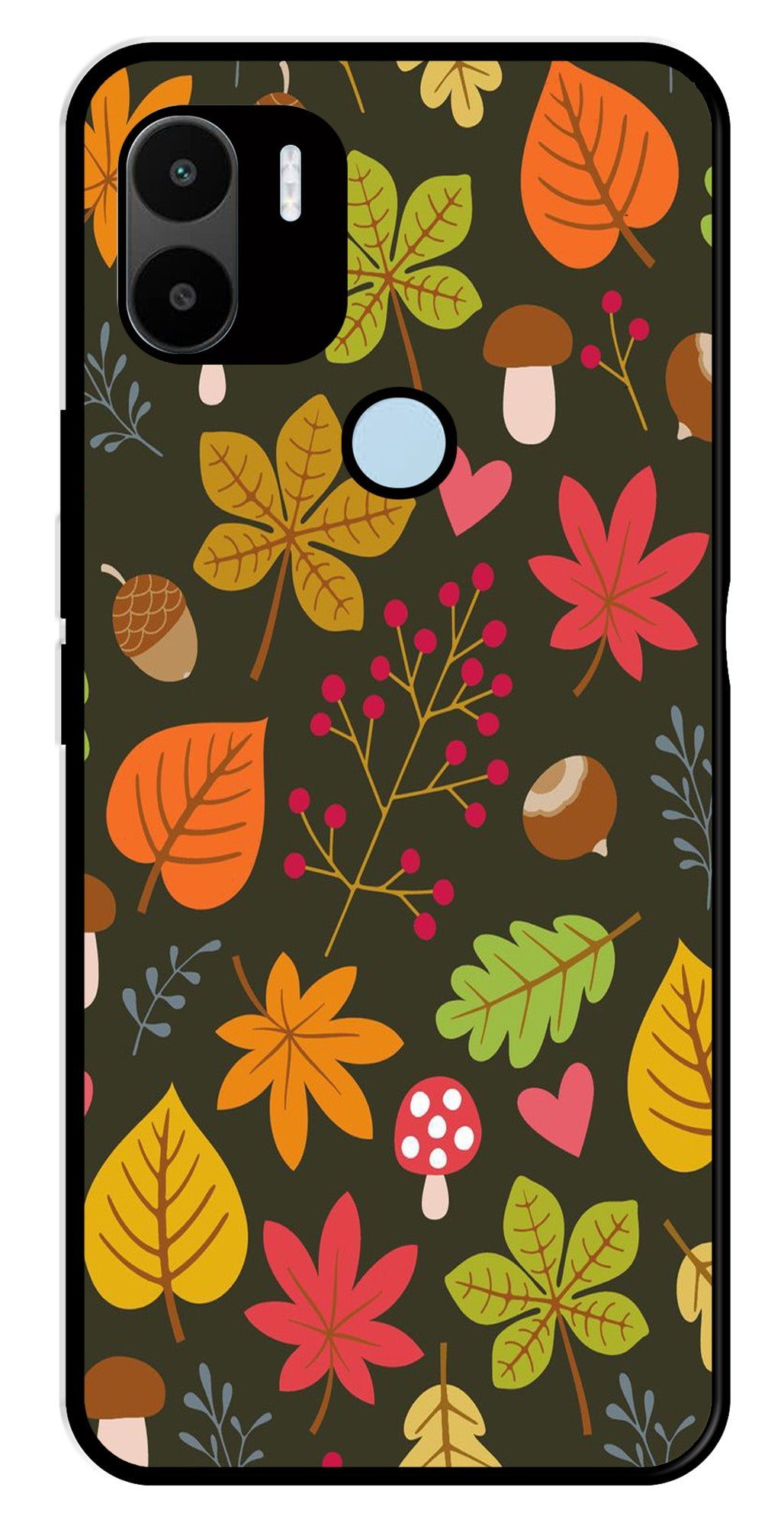 Leaves Design Metal Mobile Case for Poco C51   (Design No -51)