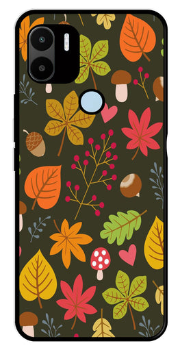 Leaves Design Metal Mobile Case for Poco C50   (Design No -51)