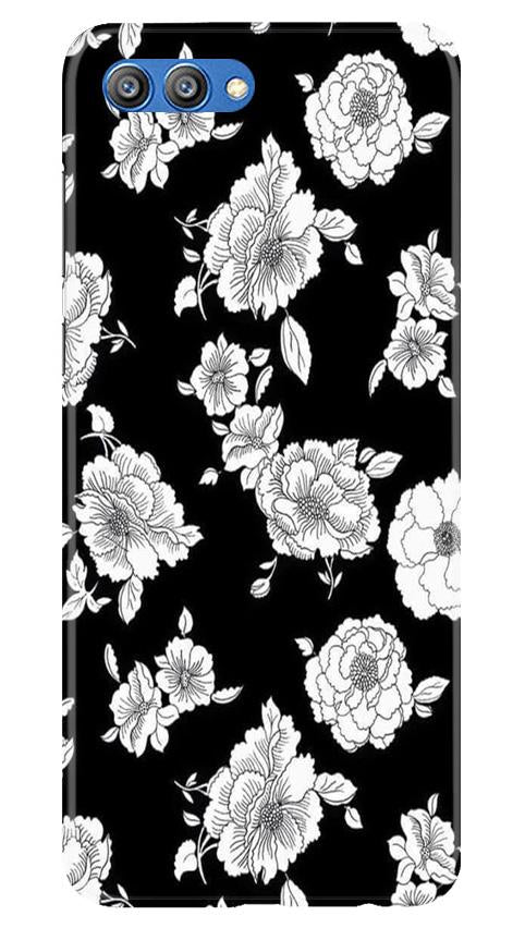 White flowers Black Background Case for Honor View 10