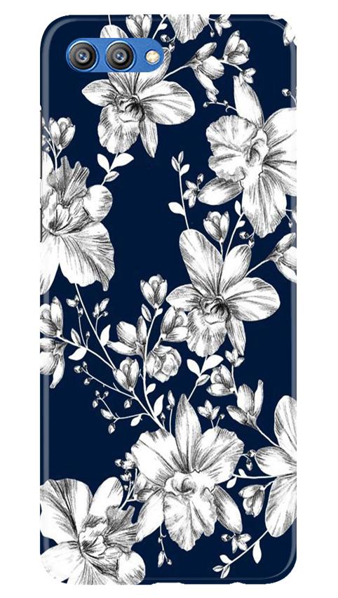 White flowers Blue Background Case for Honor View 10