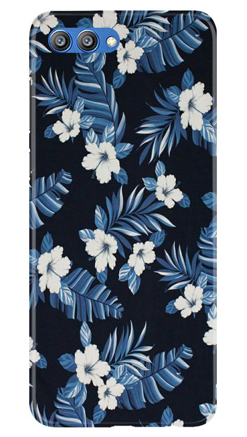 White flowers Blue Background2 Case for Honor View 10