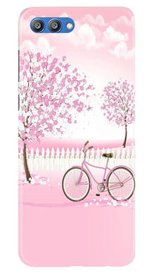 Pink Flowers Cycle Mobile Back Case for Honor View 10  (Design - 102)