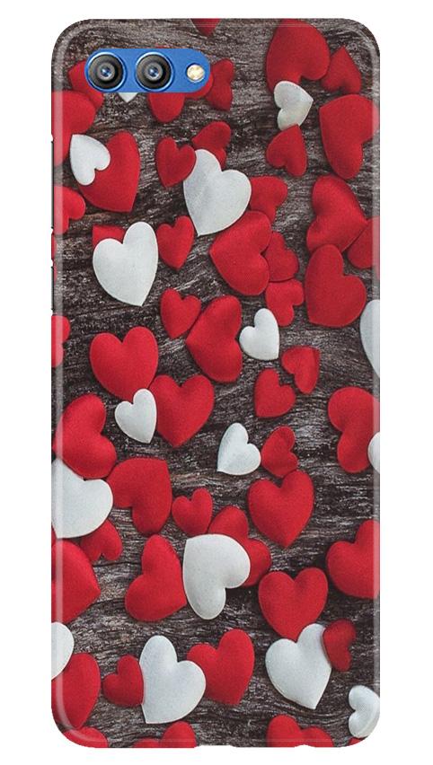 Red White Hearts Case for Honor View 10  (Design - 105)