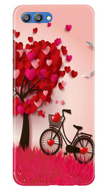 Red Heart Cycle Mobile Back Case for Honor View 10 (Design - 222)