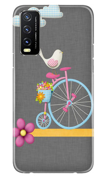 Sparron with cycle Mobile Back Case for Vivo Y20i (Design - 34)