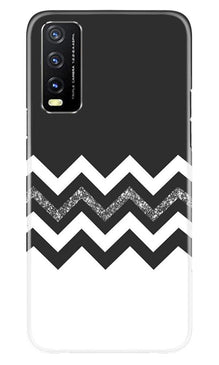 Black white Pattern2Mobile Back Case for Vivo Y20 (Design - 83)