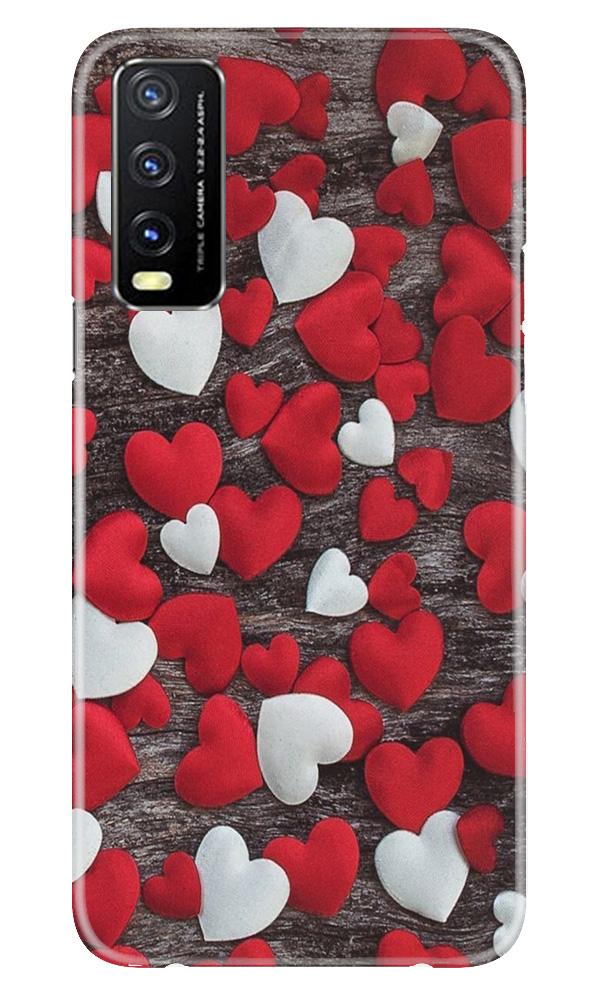 Red White Hearts Case for Vivo Y20  (Design - 105)