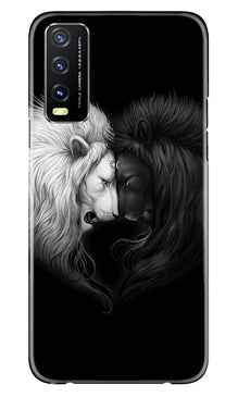 Dark White Lion Mobile Back Case for Vivo Y20  (Design - 140)