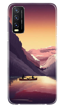 Mountains Boat Mobile Back Case for Vivo Y20 (Design - 181)