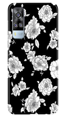 White flowers Black Background Mobile Back Case for Vivo Y51 (Design - 9)