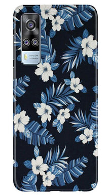 White flowers Blue Background2 Mobile Back Case for Vivo Y51 (Design - 15)