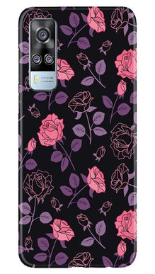 Rose Black Background Mobile Back Case for Vivo Y51 (Design - 27)