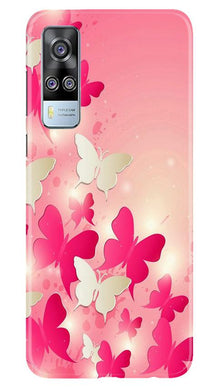 White Pick Butterflies Mobile Back Case for Vivo Y51 (Design - 28)