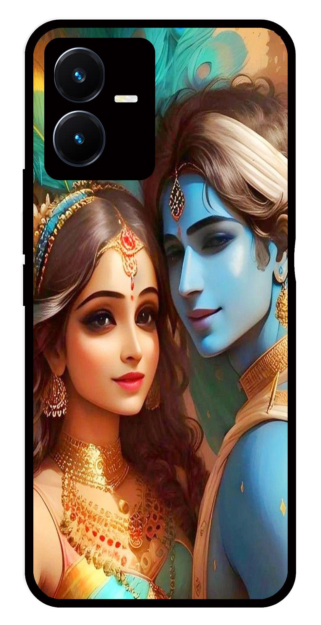 Lord Radha Krishna Metal Mobile Case for Vivo Y22   (Design No -01)