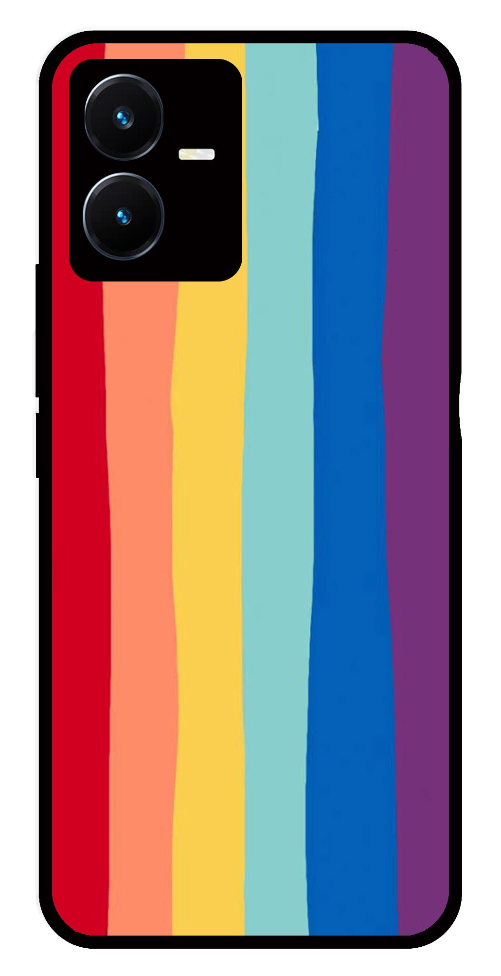 Rainbow MultiColor Metal Mobile Case for Vivo Y22   (Design No -03)