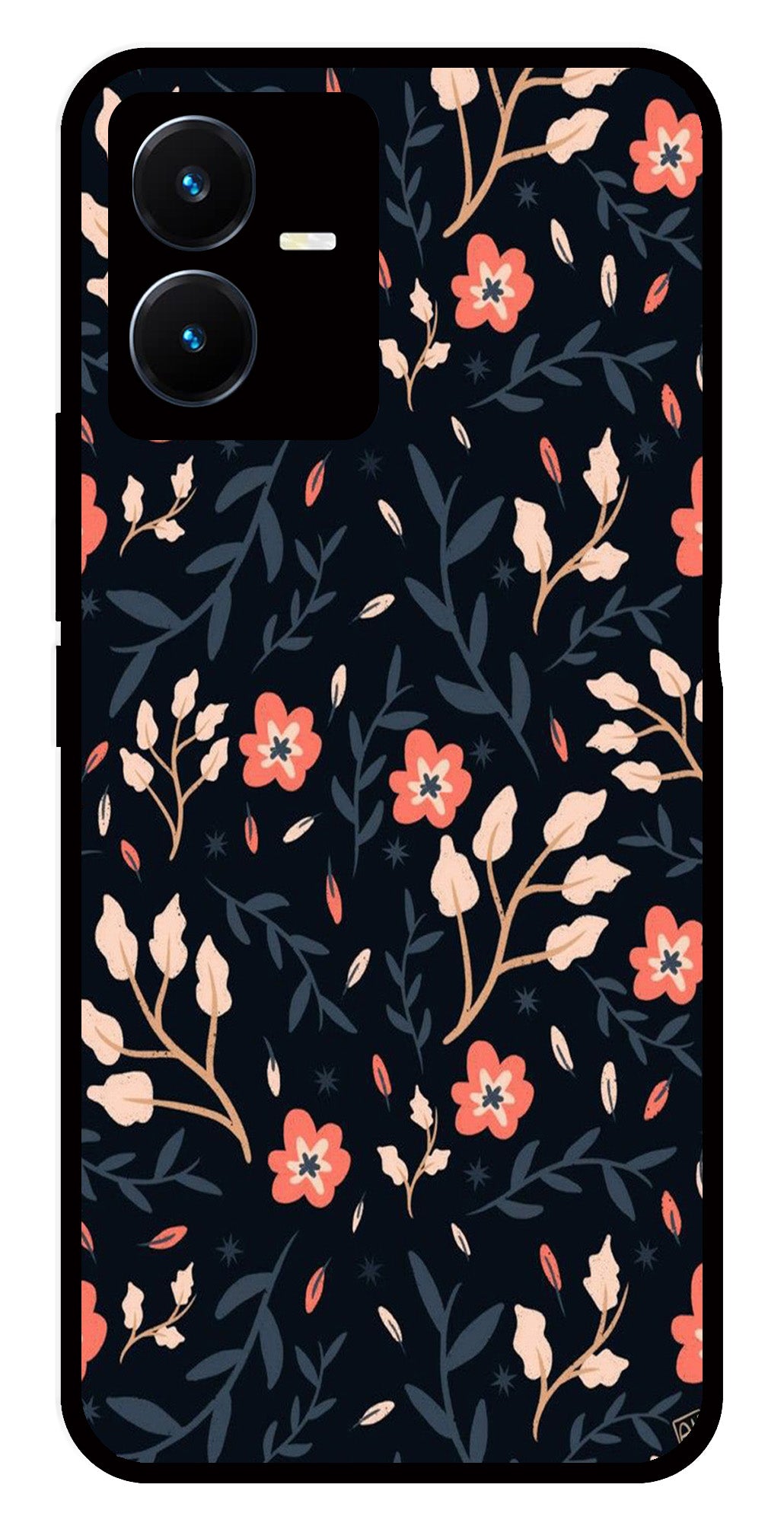 Floral Pattern Metal Mobile Case for Vivo Y22   (Design No -10)