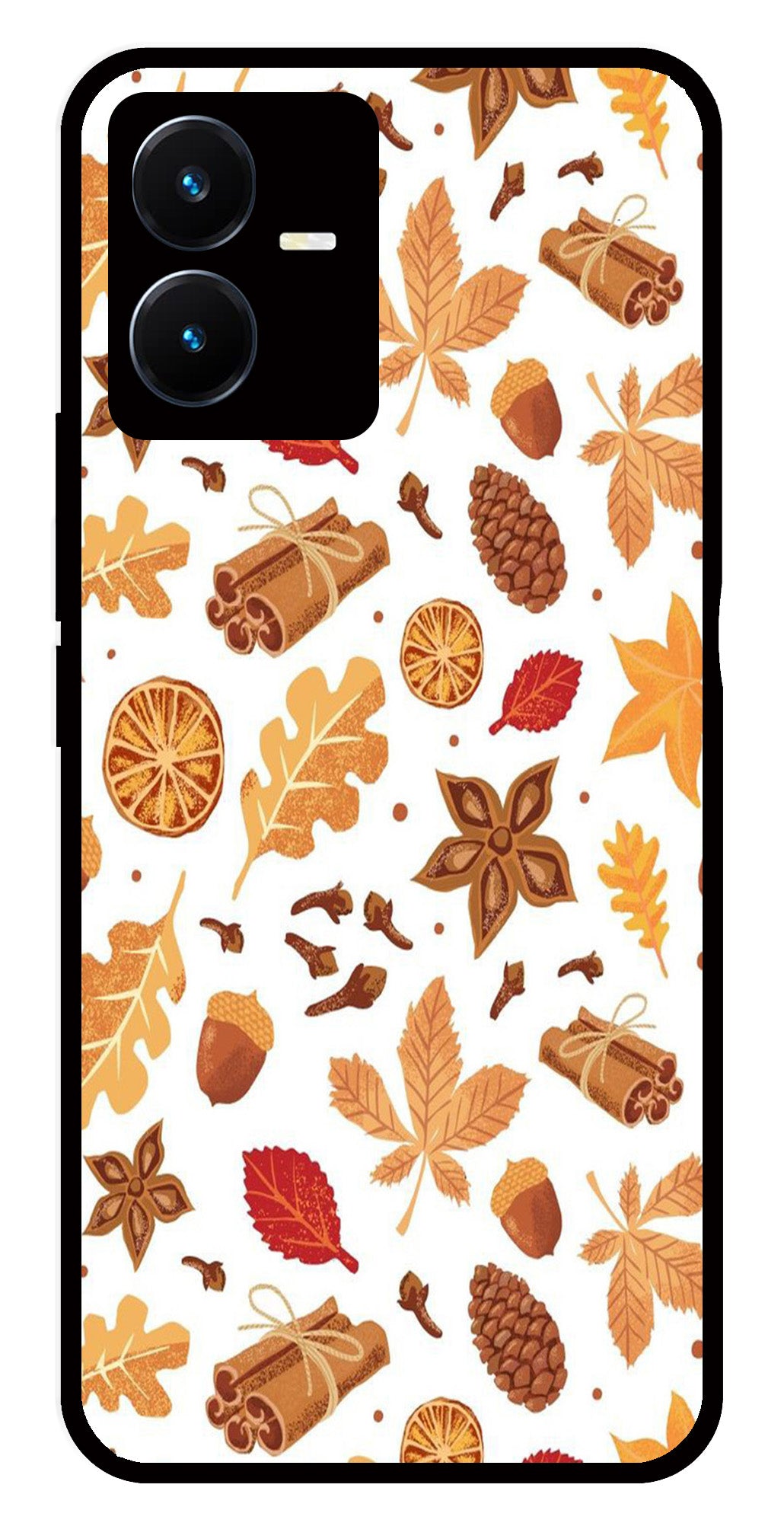 Autumn Leaf Metal Mobile Case for Vivo Y22   (Design No -19)