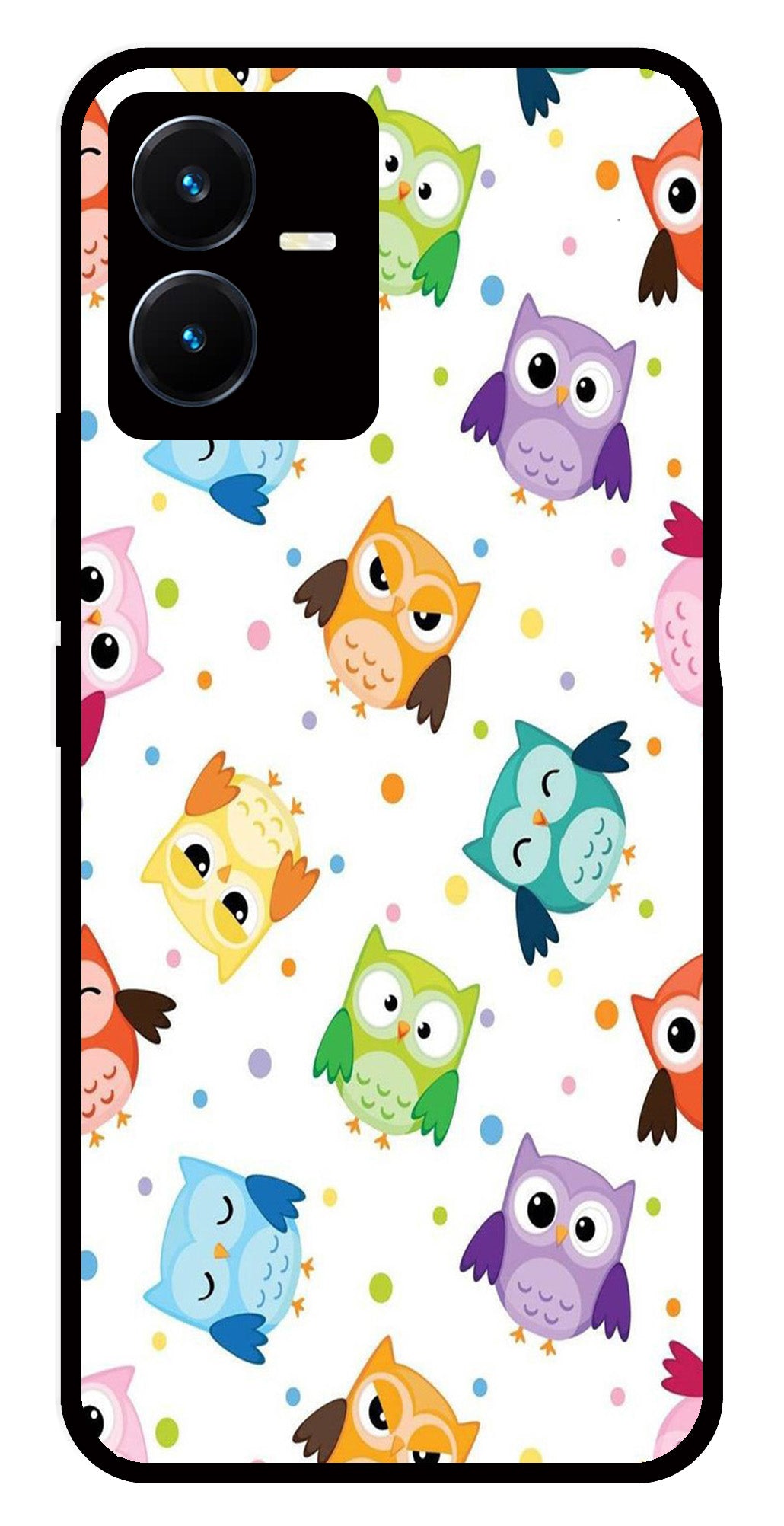 Owls Pattern Metal Mobile Case for Vivo Y22   (Design No -20)