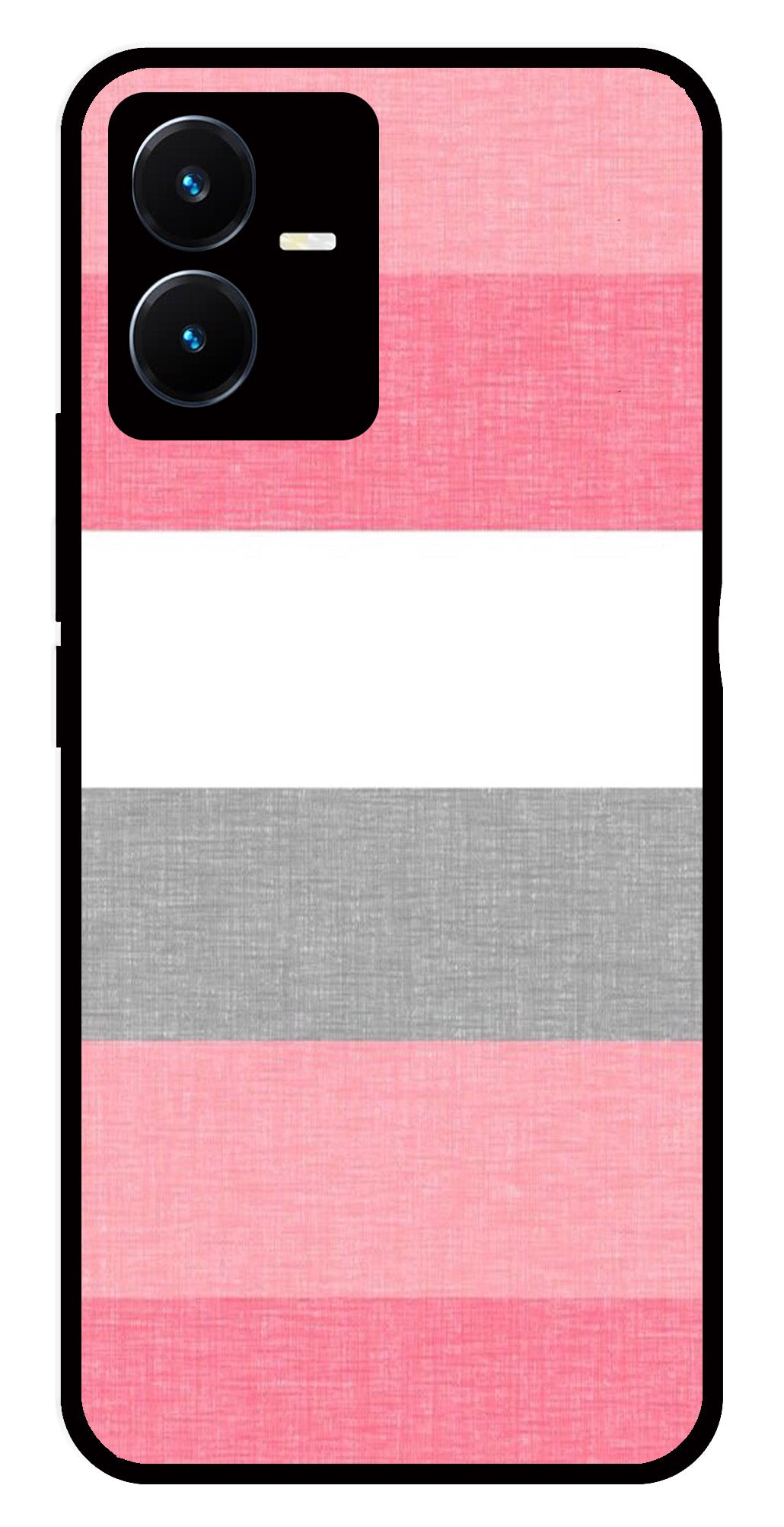 Pink Pattern Metal Mobile Case for Vivo Y22   (Design No -23)