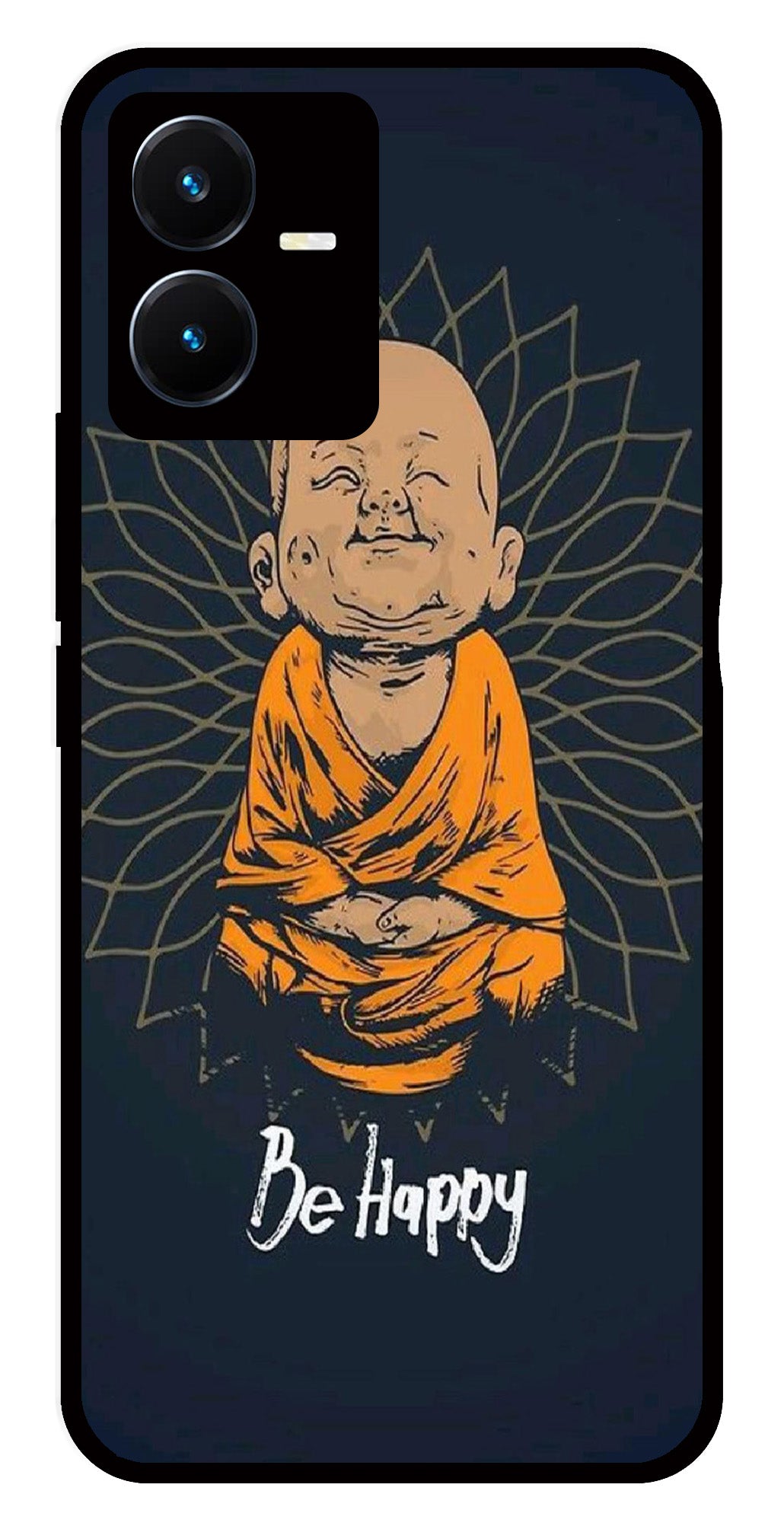 Be Happy Metal Mobile Case for Vivo Y22   (Design No -27)