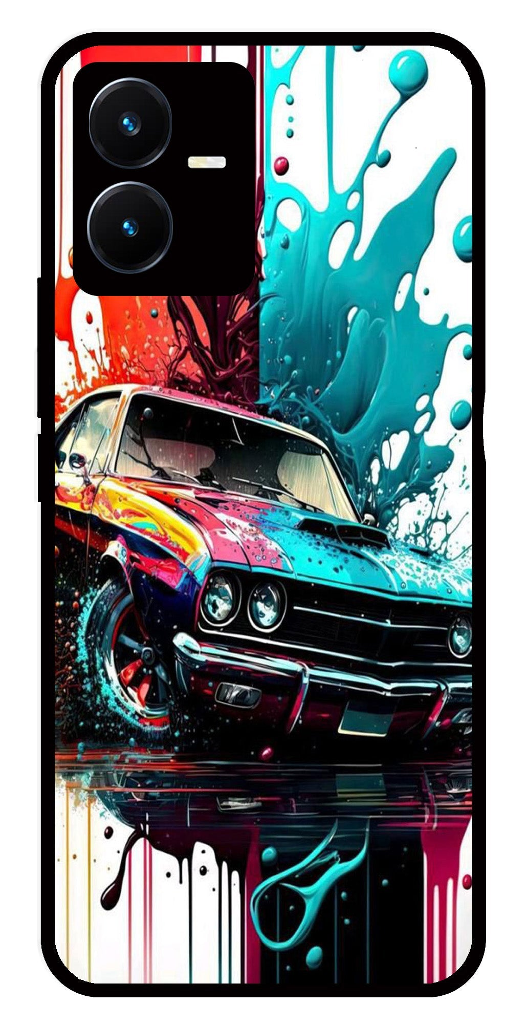 Vintage Car Metal Mobile Case for Vivo Y22   (Design No -29)